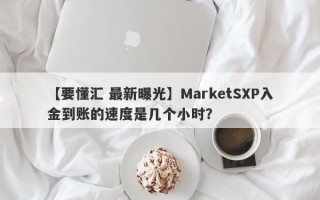 【要懂汇 最新曝光】MarketSXP入金到账的速度是几个小时？
