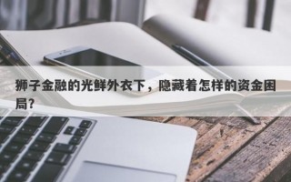 狮子金融的光鲜外衣下，隐藏着怎样的资金困局？