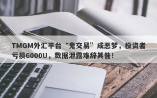 TMGM外汇平台“鬼交易”成恶梦，投资者亏损6000U，数据泄露难辞其咎！