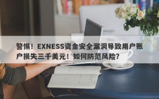 警惕！EXNESS资金安全漏洞导致用户账户损失三千美元！如何防范风险？