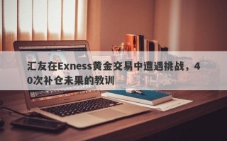 汇友在Exness黄金交易中遭遇挑战，40次补仓未果的教训