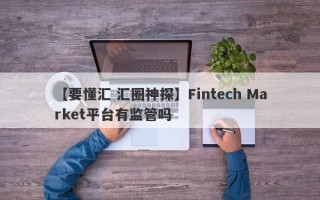 【要懂汇 汇圈神探】Fintech Market平台有监管吗
